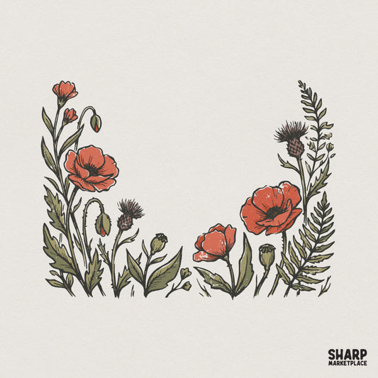 Wildflower PNG, Boho Floral PNG - 300 DPI Design for T-Shirt