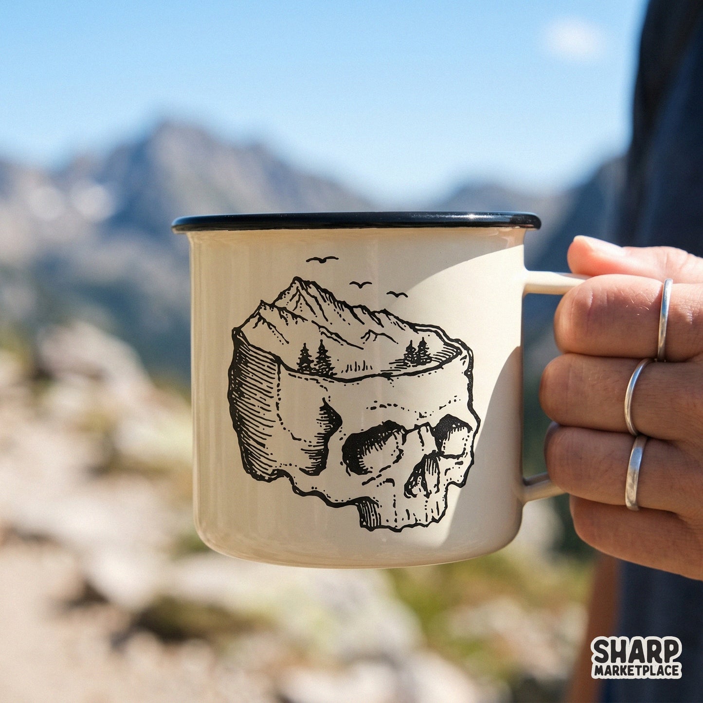 Skull Mountain Lake, Western PNG Nature Scene - 300 DPI Design for T-Shirt