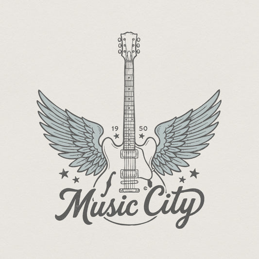 Music City PNG, Nashville Winged Guitar Digital Art - 300 DPI Design for