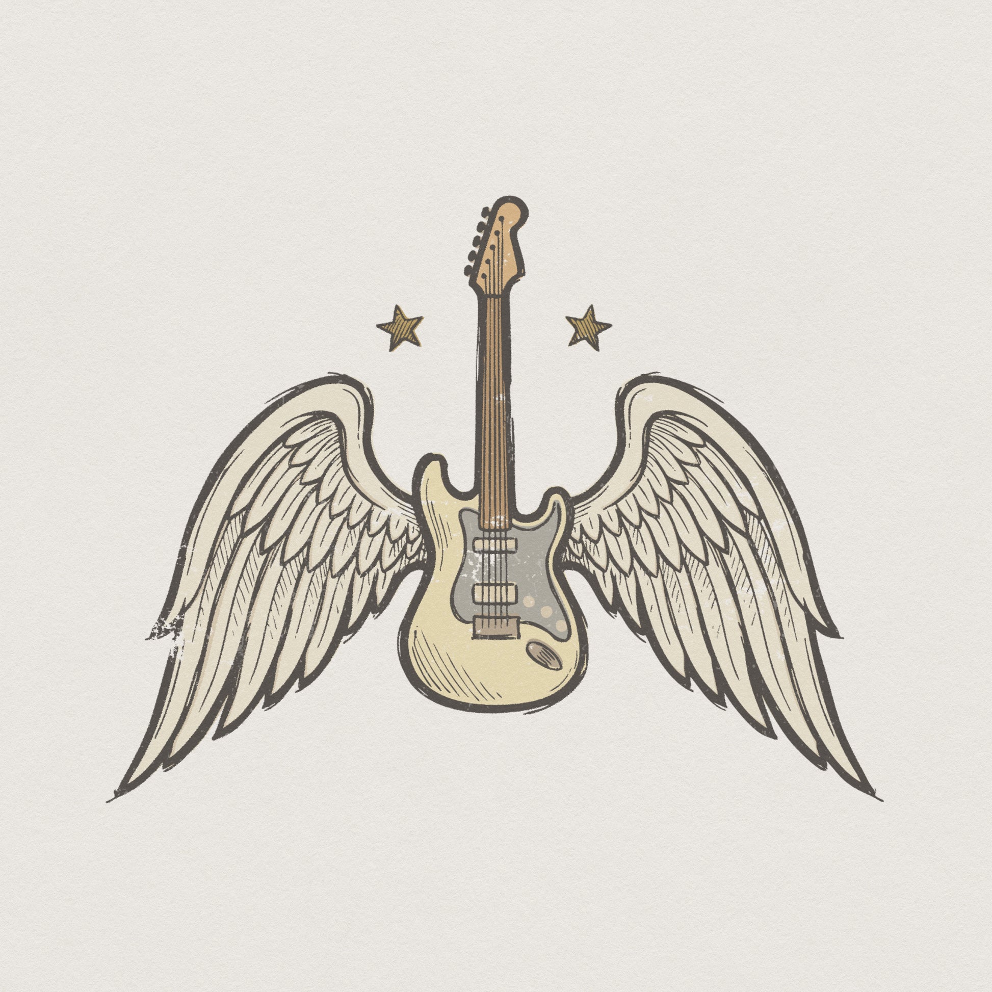 Guitar With Wings PNG, Angelic Music Clipart - 300 DPI Design for T-Shirt