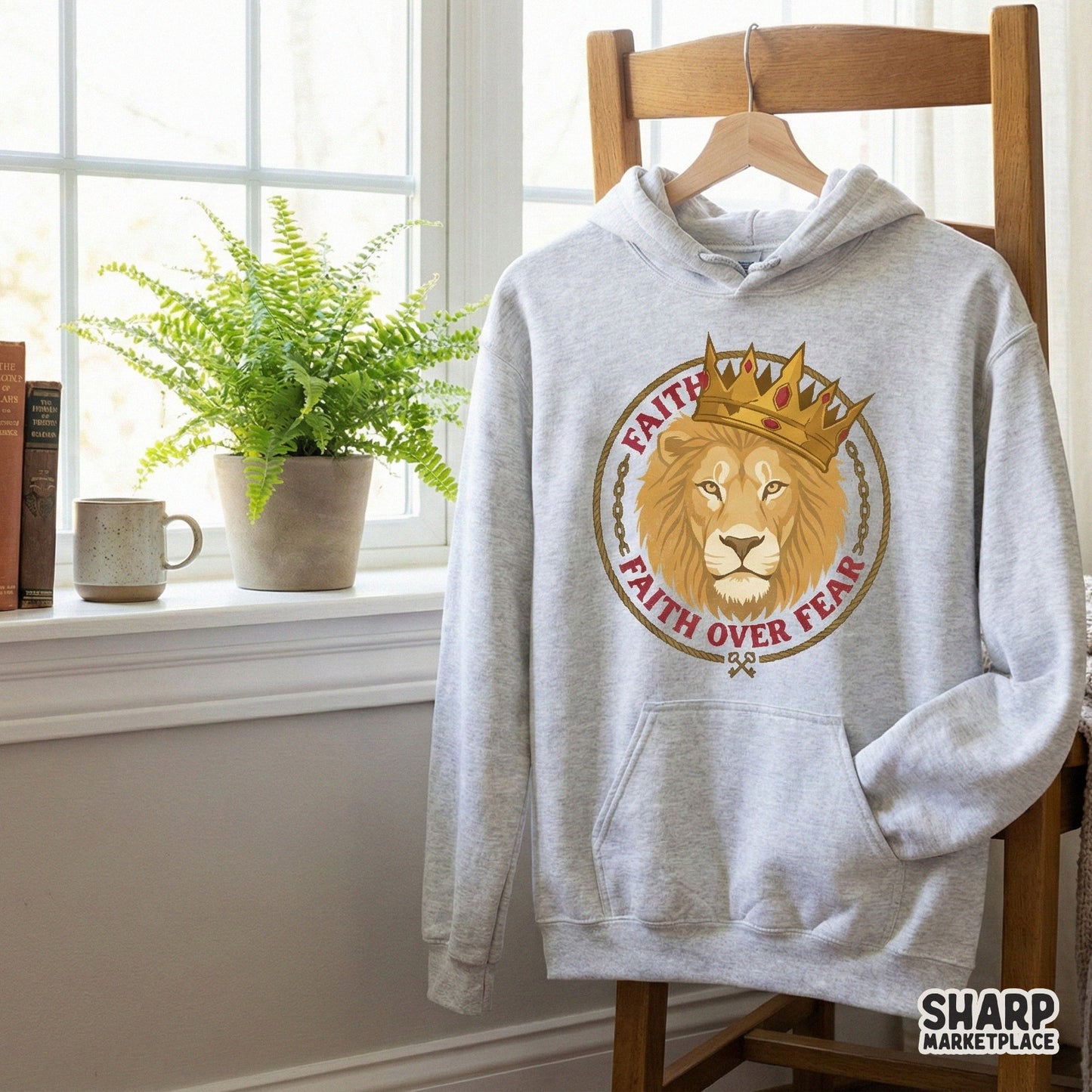Faith Over Fear PNG, Lion Crown Christian Design - 300 DPI Design for