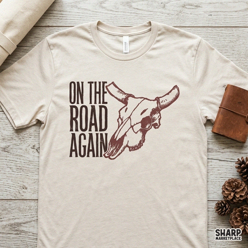 Retro western cow skull digital PNG design for country music t-shirts and apparel