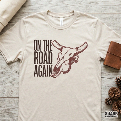 Retro western cow skull digital PNG design for country music t-shirts and apparel