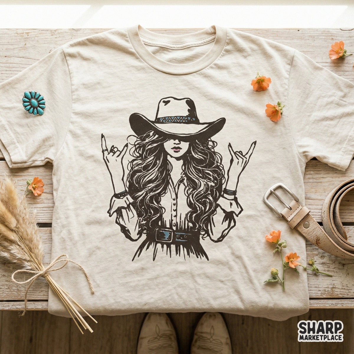 Rebel Cowgirl PNG, Western PNG - 300 DPI Design for T-Shirt
