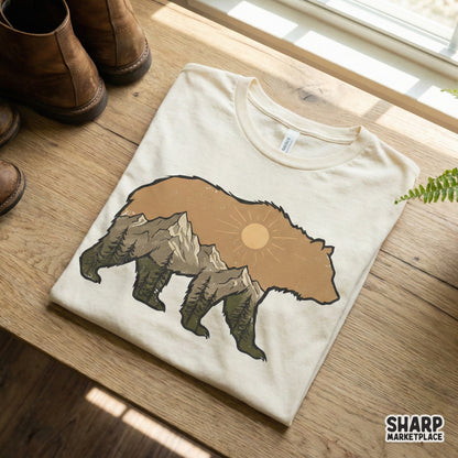 Bear Sun PNG, Mountain Forest PNG Download - 300 DPI Design for T-Shirt