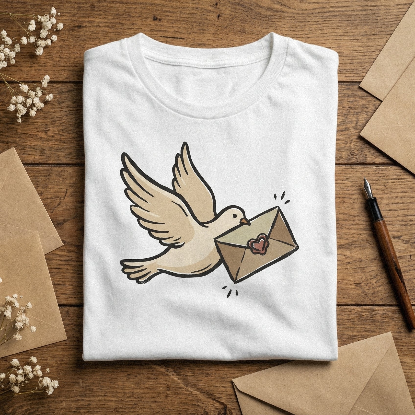 Peace Dove PNG, Love Letter Clipart - 300 DPI Design for T-Shirt