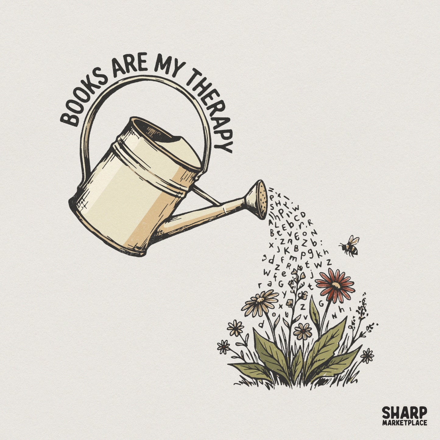 Books Are My Therapy PNG, Watering Can Digital Art - 300 DPI Design for