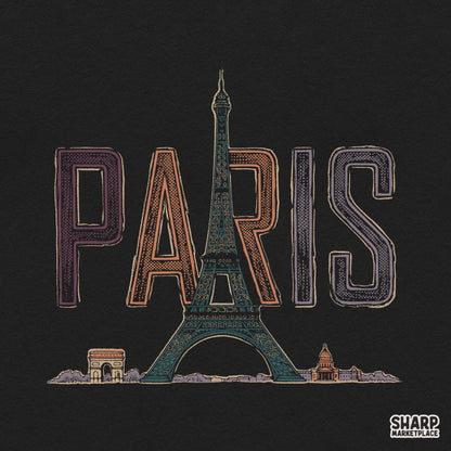 Vintage Paris Eiffel Tower travel graphic for European summer girls trip sublimation t-shirt design