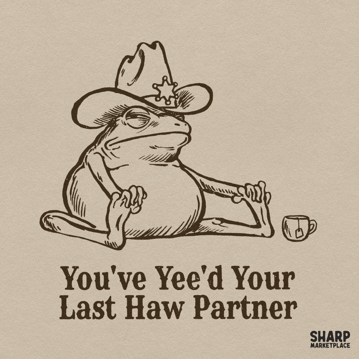 Funny cowboy frog western PNG graphic for retro t-shirt sublimation with sarcastic country quote