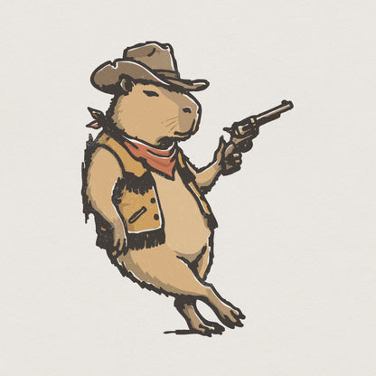 Cowboy Capybara PNG, Funny Animal Art Digital Download - 300 DPI Design