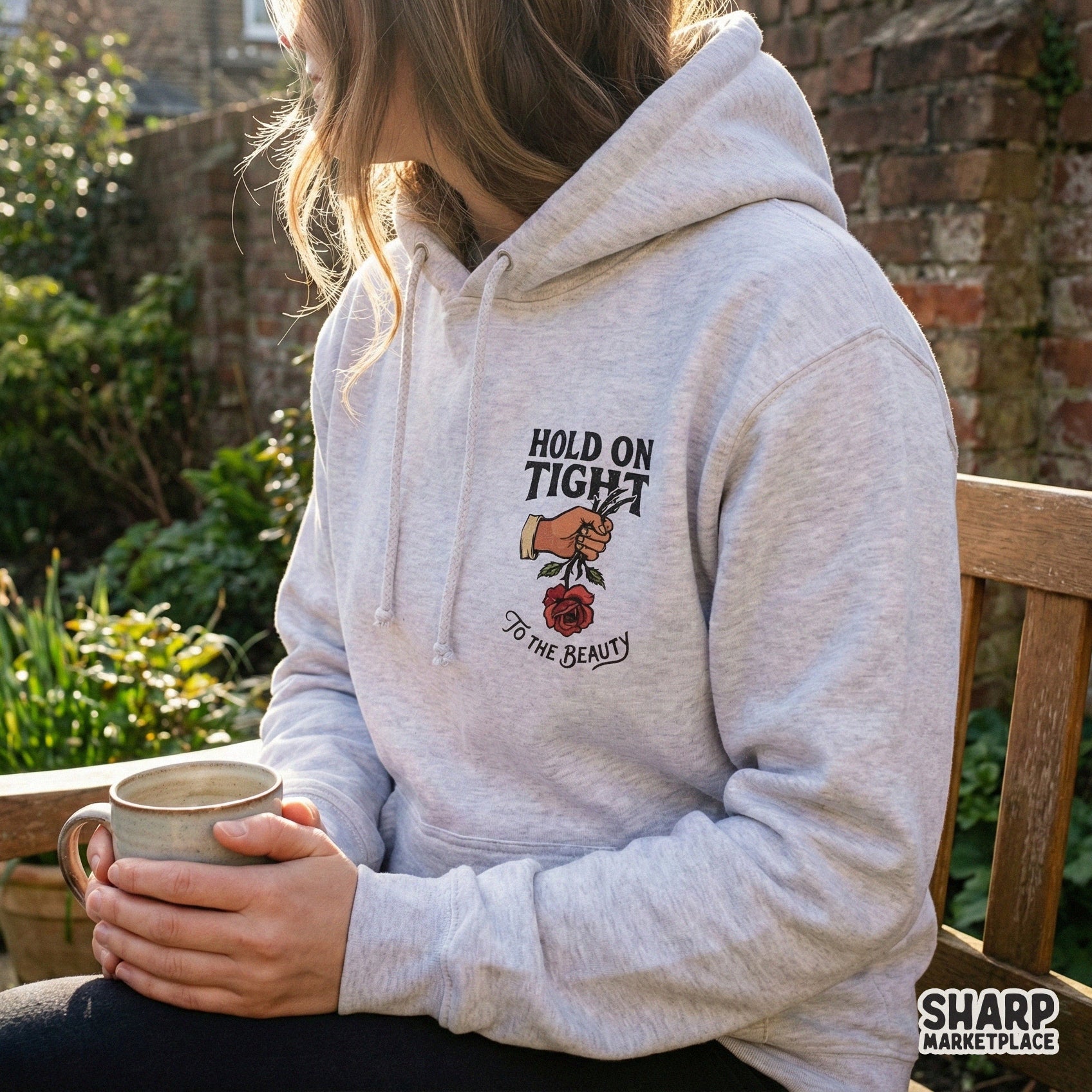 Hold On Tight To The Beauty PNG, Motivational Rose Art Printable - 300