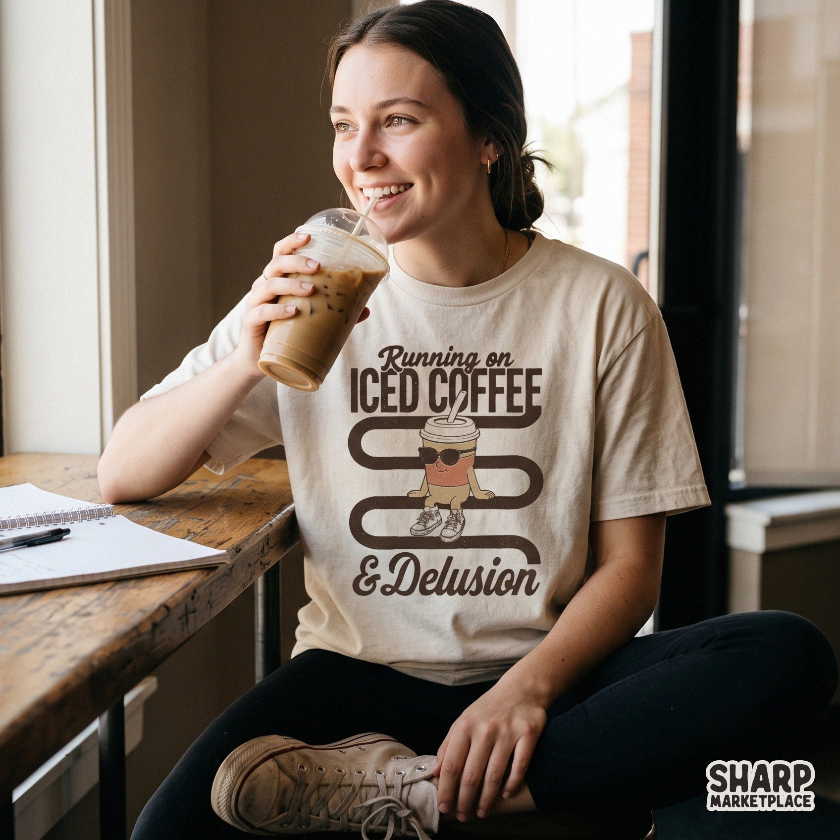Funny retro coffee png design with a sarcastic quote for sublimating custom apparel and mugs