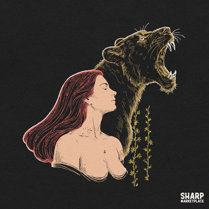 Fierce Woman With Roaring Panther Profile Art, Trendy