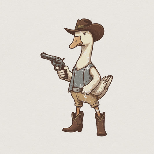 Cowboy Duck PNG, Funny Western Animal - 300 DPI Design for T-Shirt