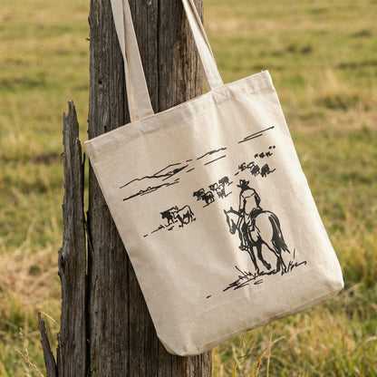 Cowboy Herding Cattle PNG, Western Cowboy Art - 300 DPI Design for T-Shirt