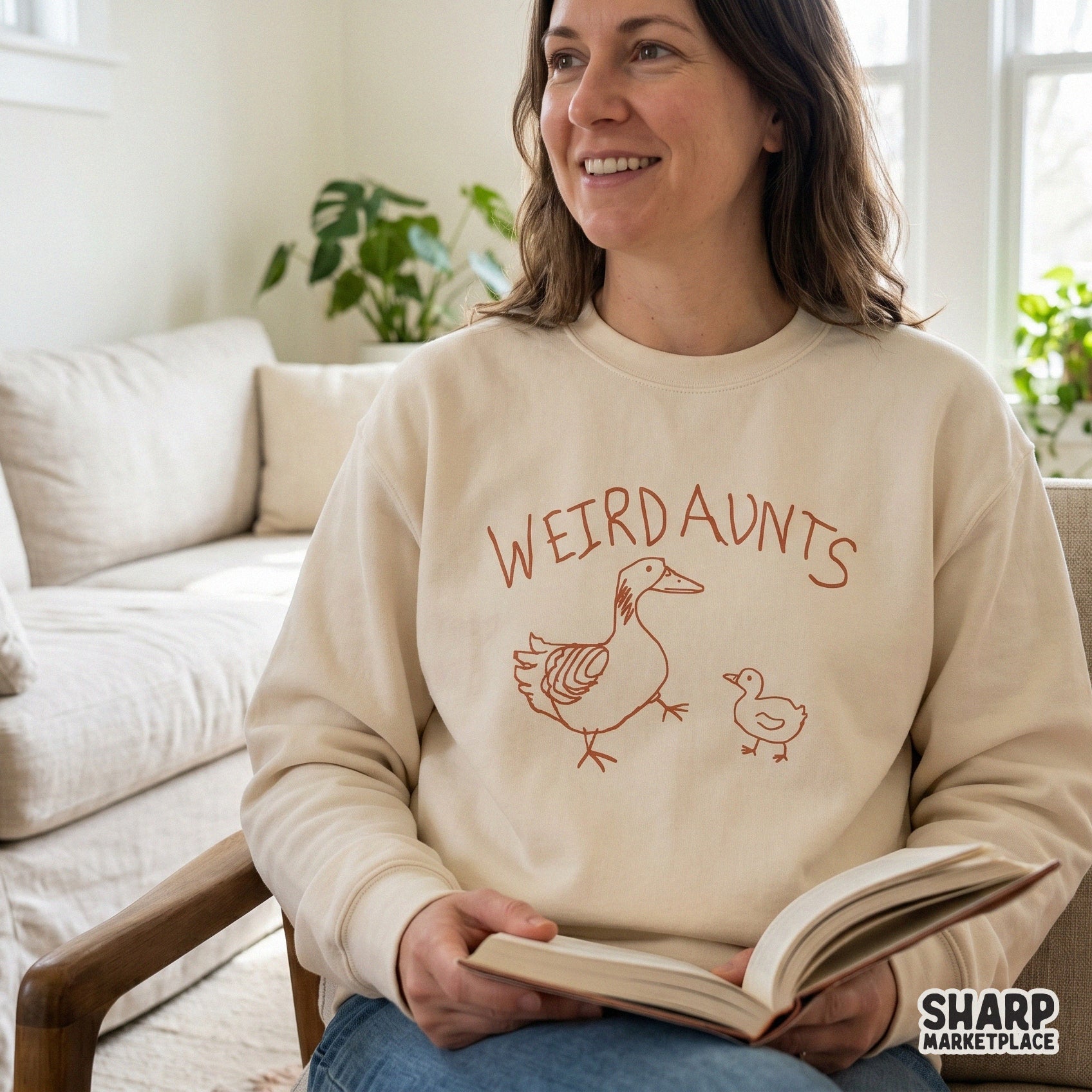 Digital sublimation design featuring a whimsical goose family sketch with funny aunt typography, perfect for custom apparel and DIY craft projects.