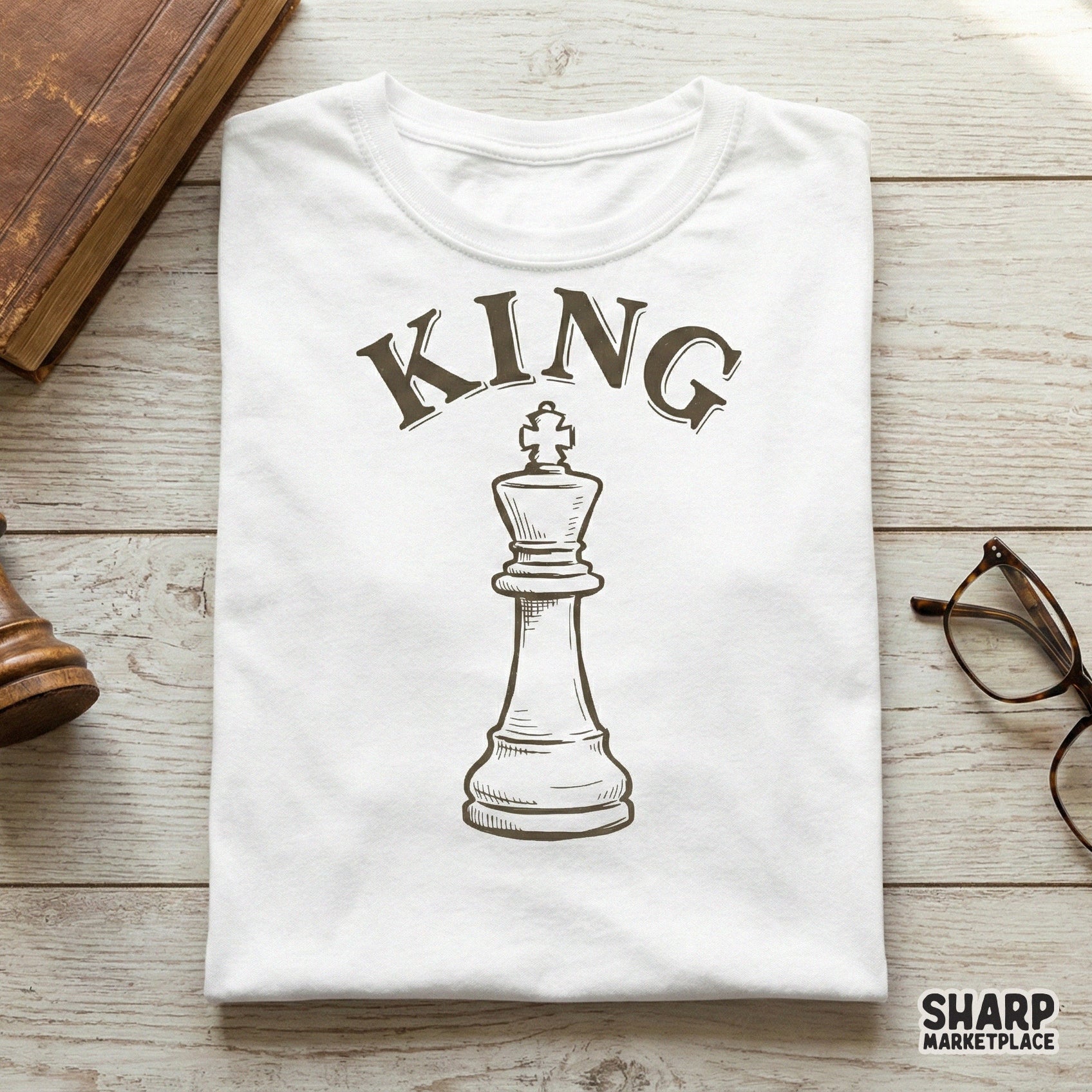 King PNG Chess Piece Design, Digital Download for Men - 300 DPI Design