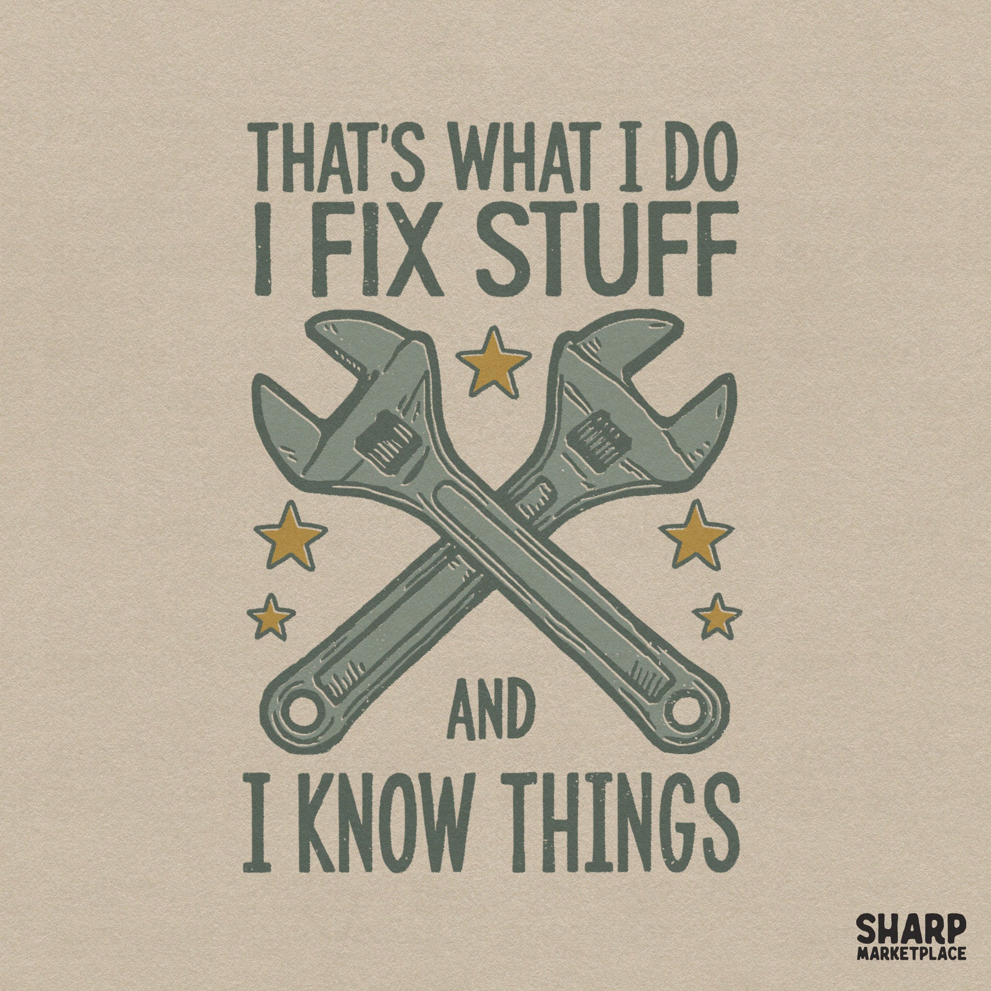 Funny Father's Day PNG with sarcastic retro design for mechanics and handymen who fix stuff and know things