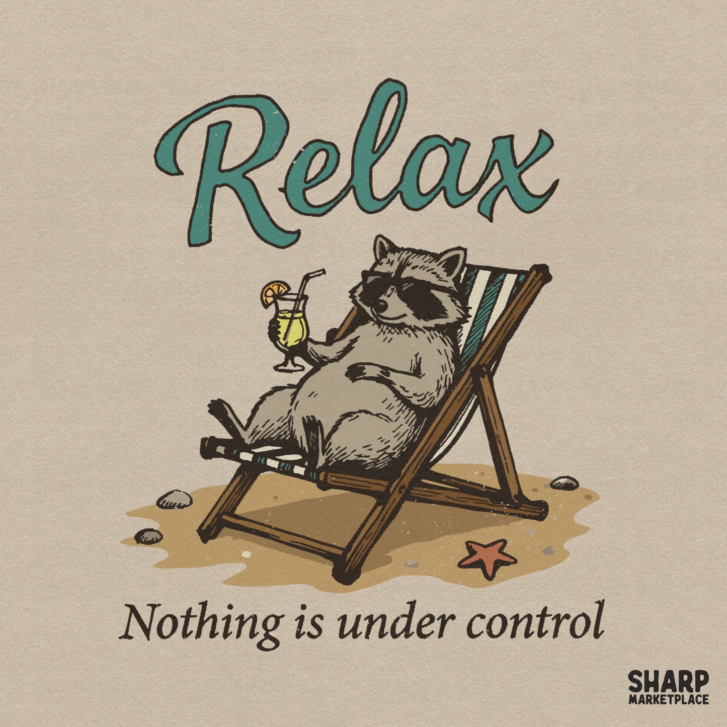 Funny retro trash panda shirt design featuring a raccoon for a summer beach vacation girls trip