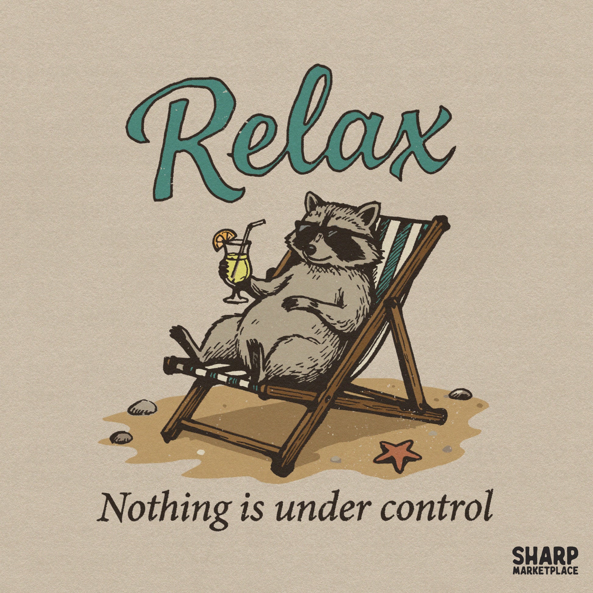 Funny retro trash panda shirt design featuring a raccoon for a summer beach vacation girls trip