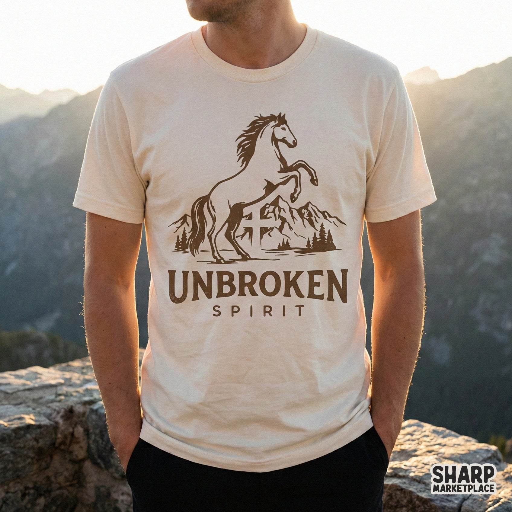Unbroken Spirit PNG, Western Horse Design - 300 DPI Design for T-Shirt