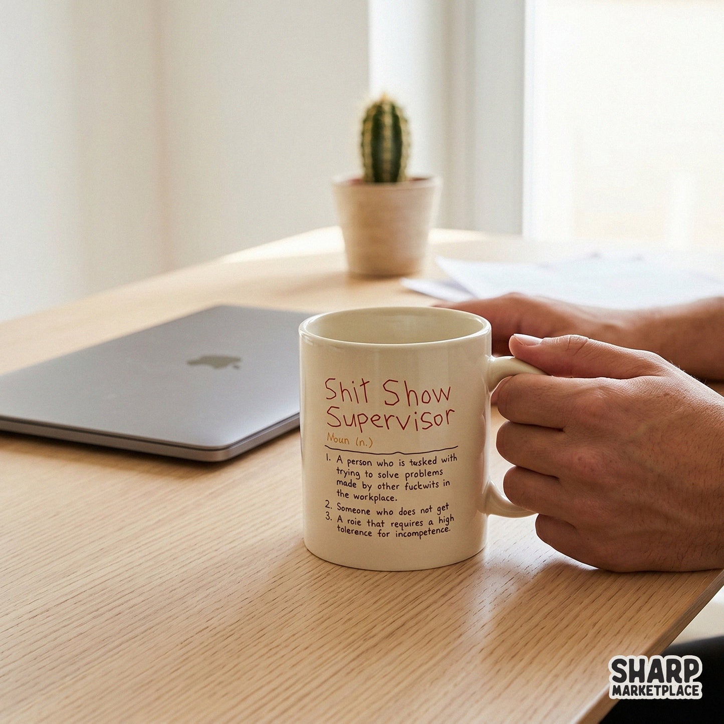 Printable digital file featuring a witty definition of a supervisor, designed with a retro hand-drawn aesthetic for DIY office-themed projects.