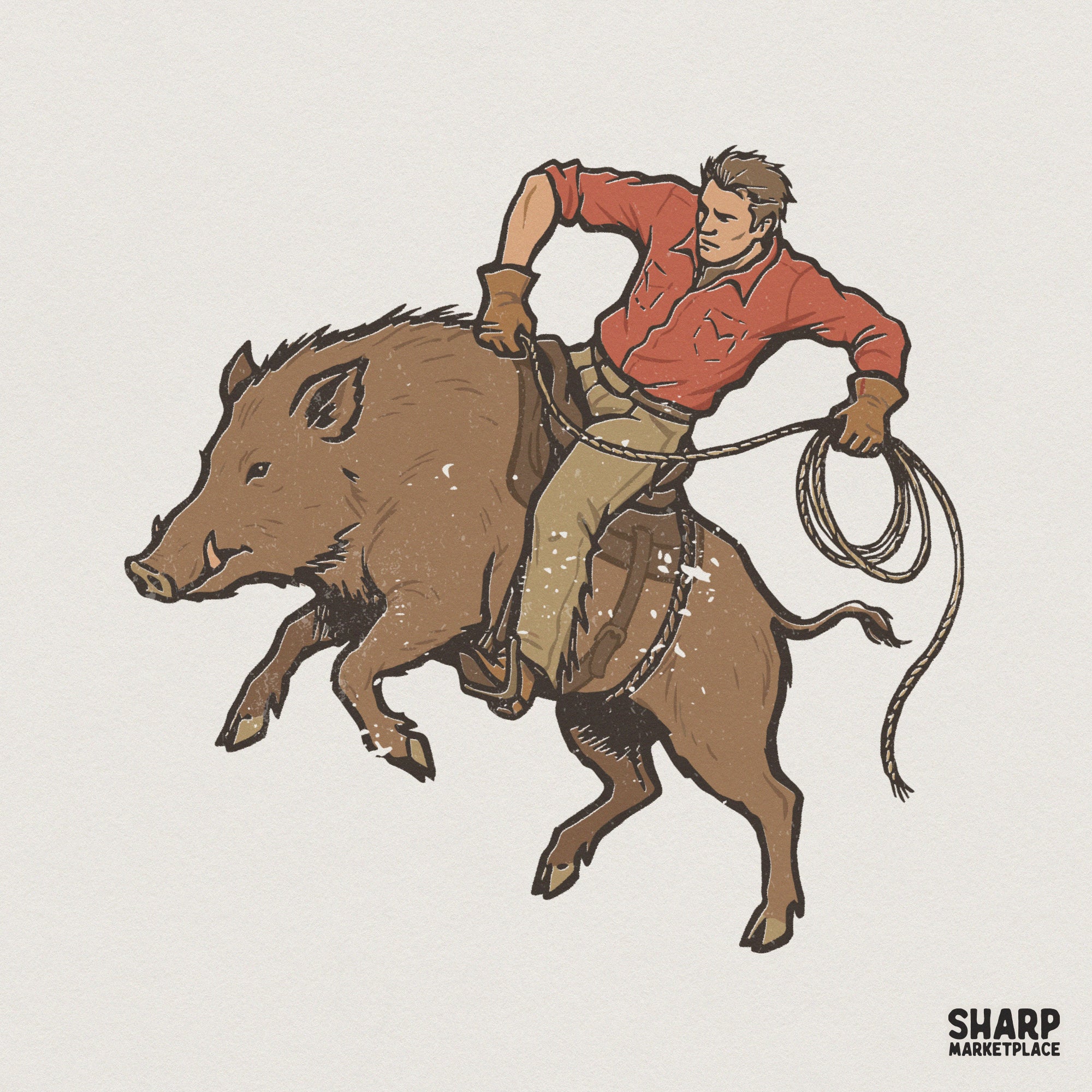 Boar Rodeo Wild Boar Cowboy PNG, Western Rodeo Digital Design