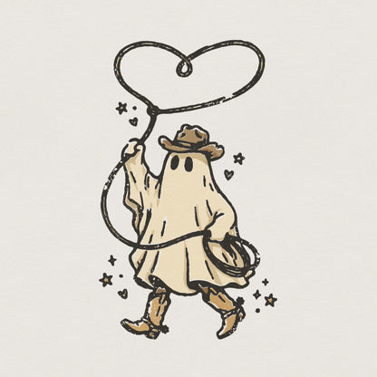 Cowboy Ghost PNG Art, Western Halloween Digital Download - 300 DPI Design