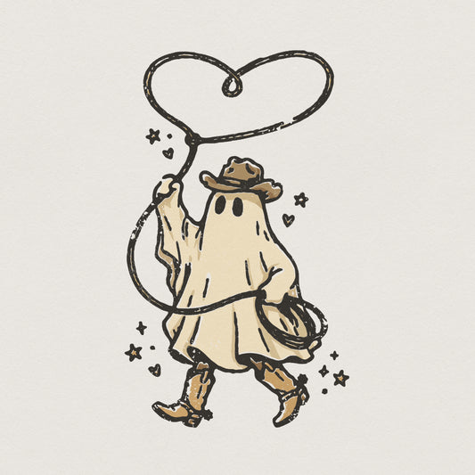 Cowboy Ghost PNG Art, Western Halloween Digital Download - 300 DPI Design