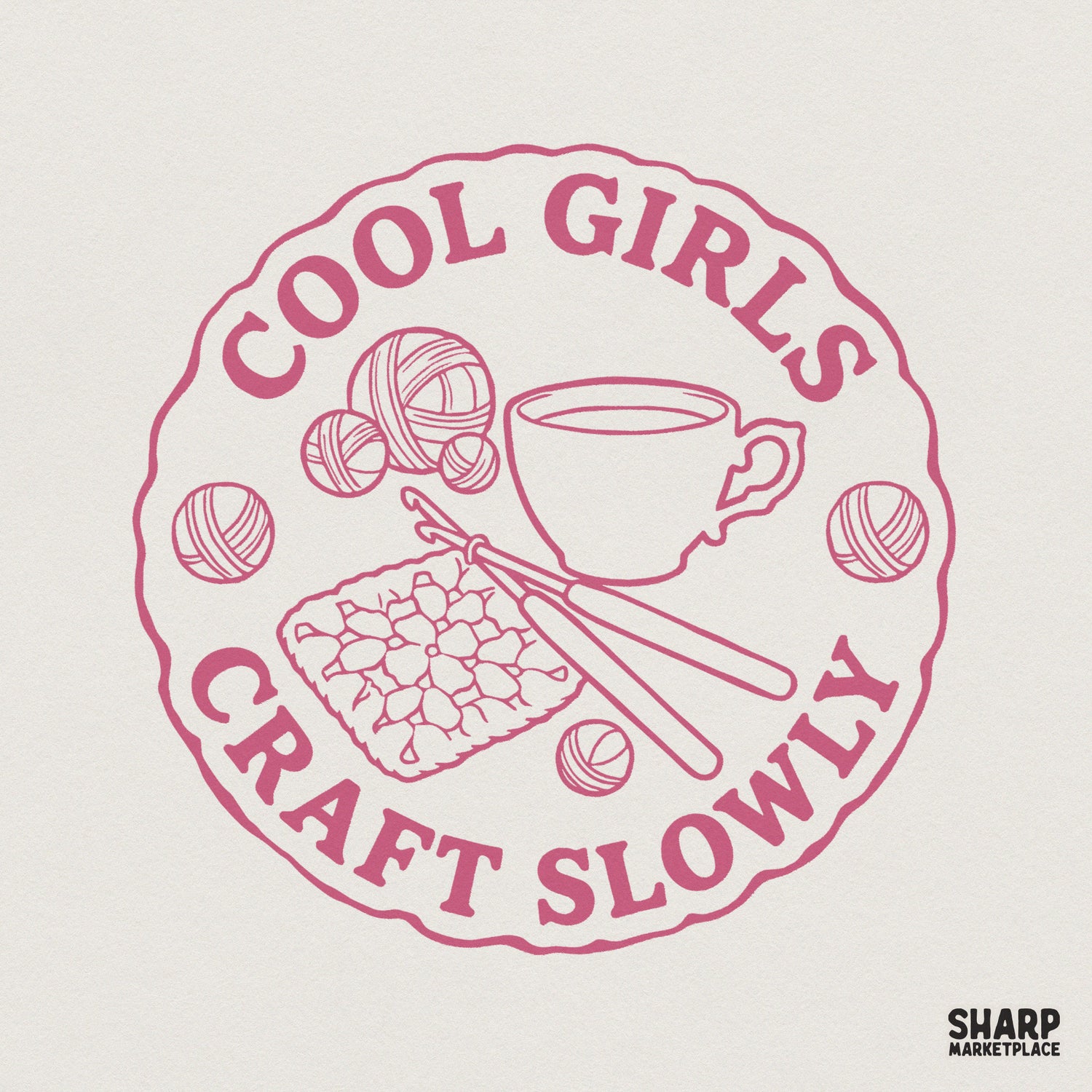 Cool Girls Craft Slowly PNG, Crochet Shirt Digital Download - 300 DPI