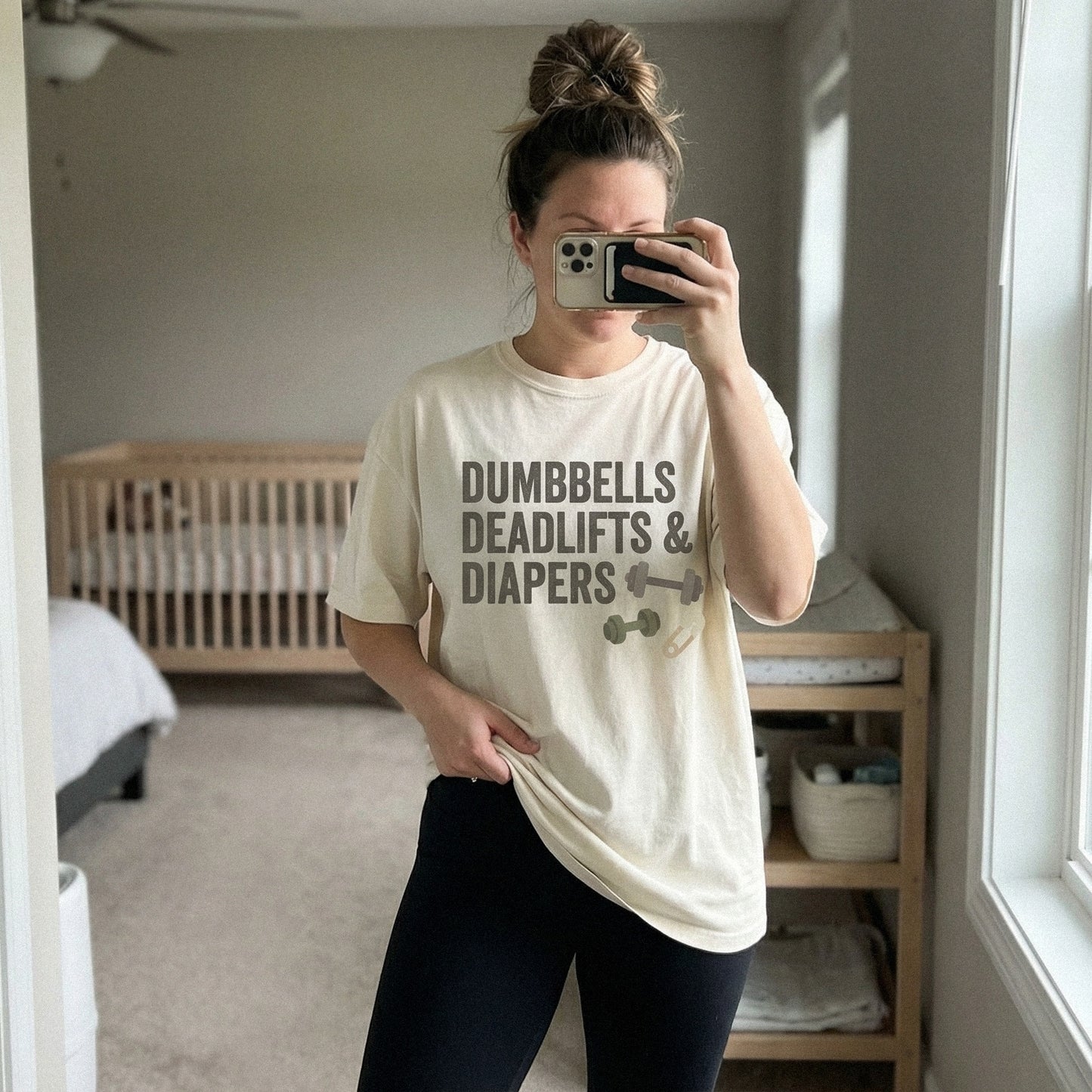 Dumbbells Deadlifts & Diapers PNG, New Dad Gym Shirt - 300 DPI Design for