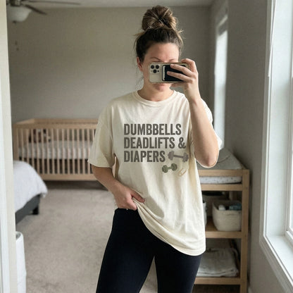 Dumbbells Deadlifts & Diapers PNG, New Dad Gym Shirt - 300 DPI Design for