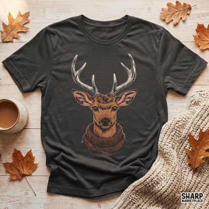 Cozy Forest Buck Deer In Turtleneck Sweater, Sublimation