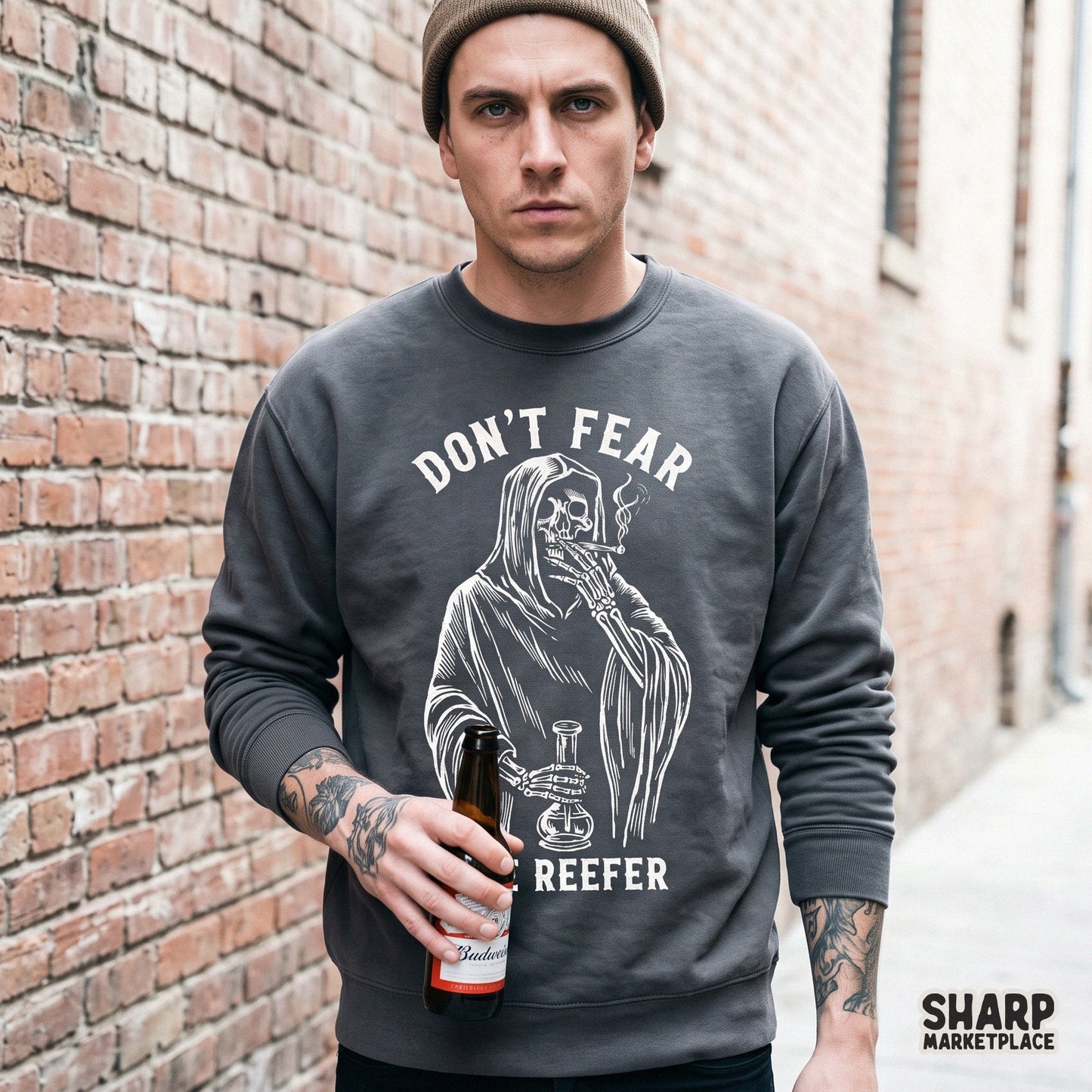 Funny skeleton grim reaper holding a bong retro 420 stoner design for Halloween sublimation and spooky t-shirts