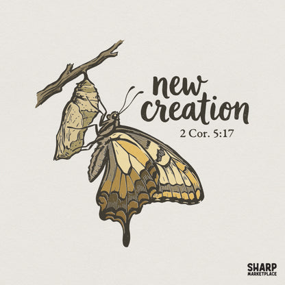 New Creation PNG, Butterfly Christian Shirt - 300 DPI Design for T-Shirt