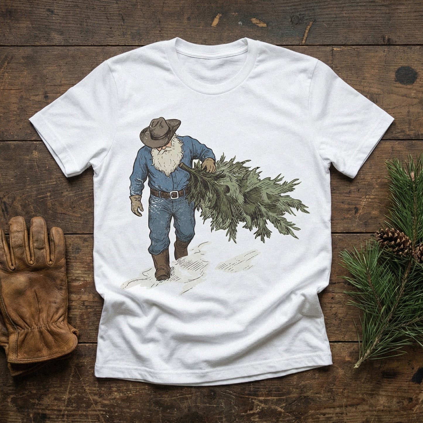 Vintage Christmas Tree Farm PNG, Rustic Winter Lumberjack Art - 300 DPI