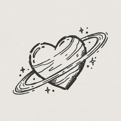 Planet Heart PNG, Space Love Digital Download - 300 DPI Design for T-Shirt