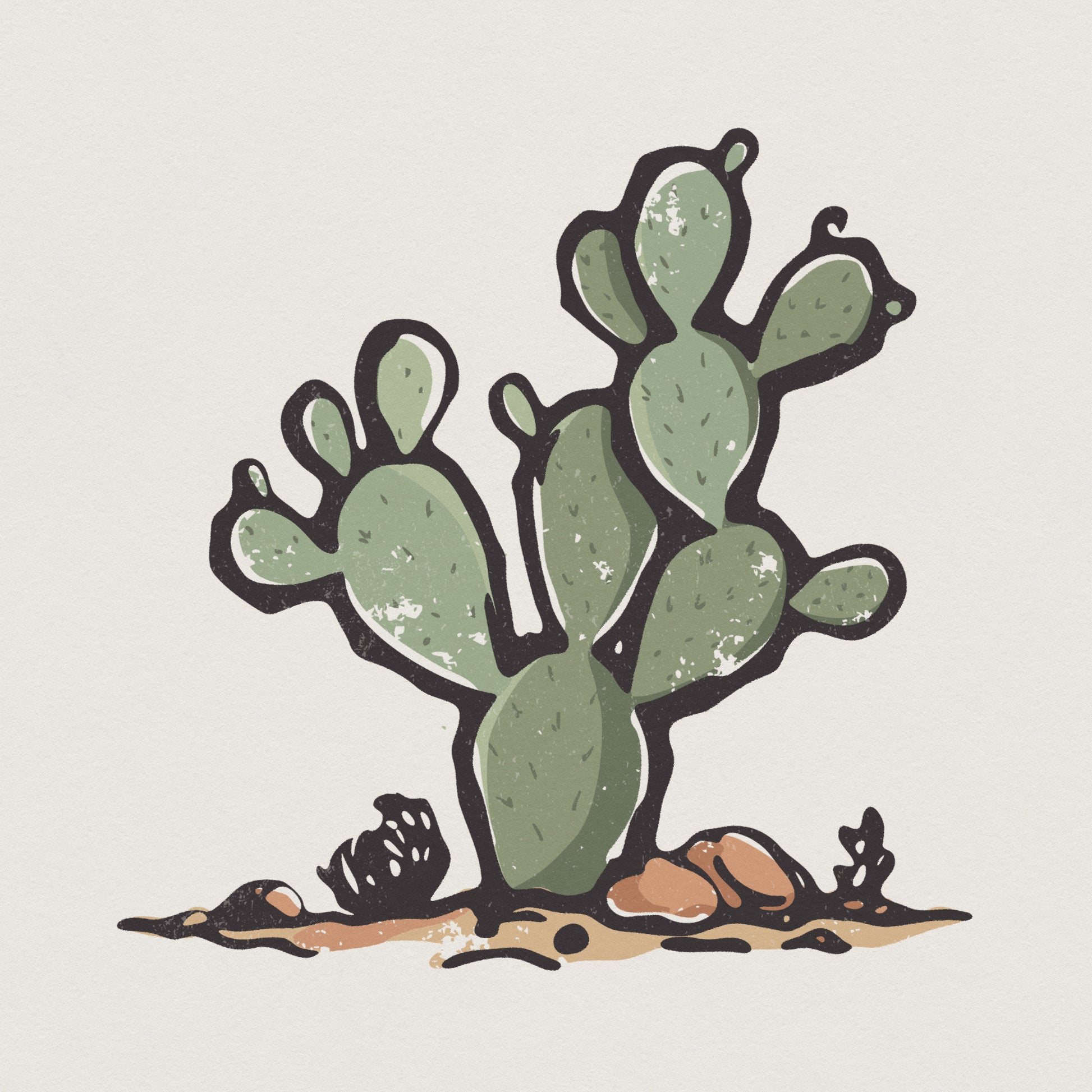 Prickly Pear Cactus PNG, Desert Plant Clipart - 300 DPI Design for T-Shirt