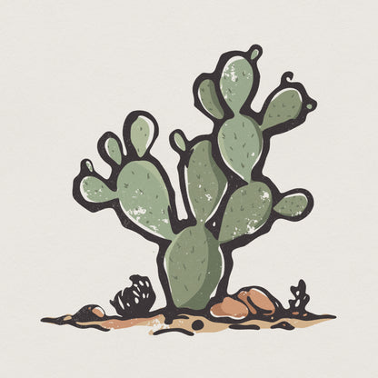 Prickly Pear Cactus PNG, Desert Plant Clipart - 300 DPI Design for T-Shirt