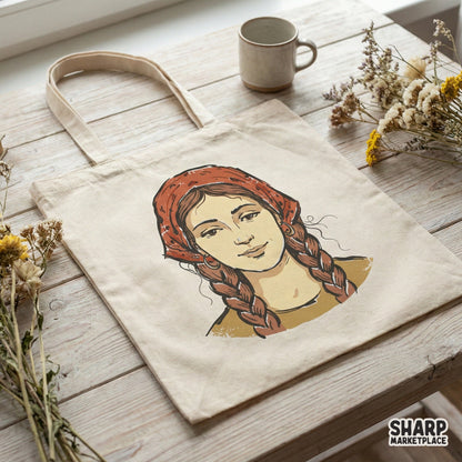 Boho Woman With Braids PNG, Hand Drawn Girl Portrait Art - 300 DPI Design