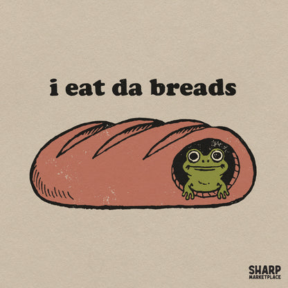 Funny frog in a baguette loaf graphic design for t-shirts and sublimation PNG prints