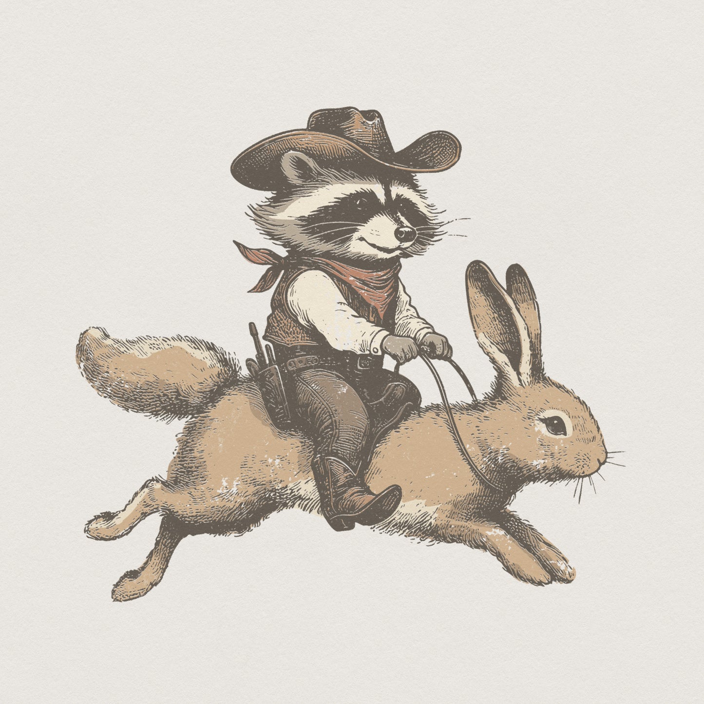 Cowboy Raccoon PNG, Wild West Animal Art - 300 DPI Design for T-Shirt