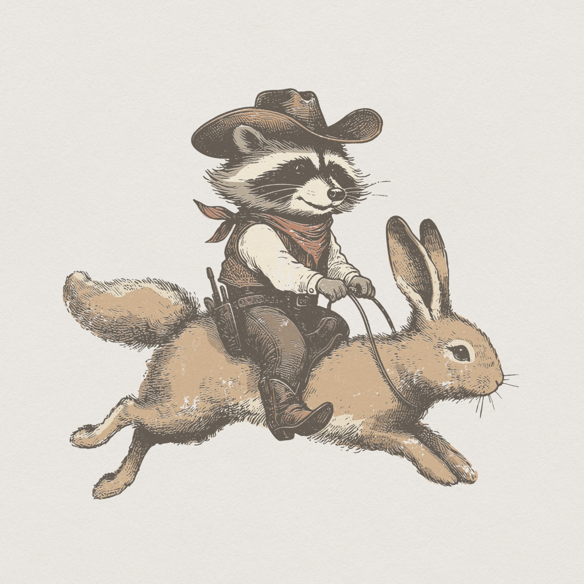Cowboy Raccoon PNG, Wild West Animal Art - 300 DPI Design for T-Shirt