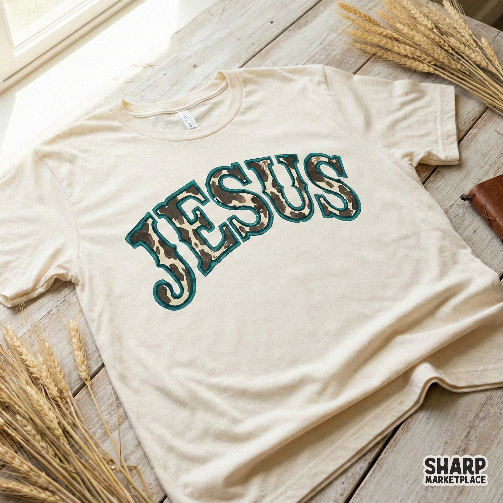 Jesus Leopard Print Western T-Shirt PNG, Trendy Christian Faith Shirt -