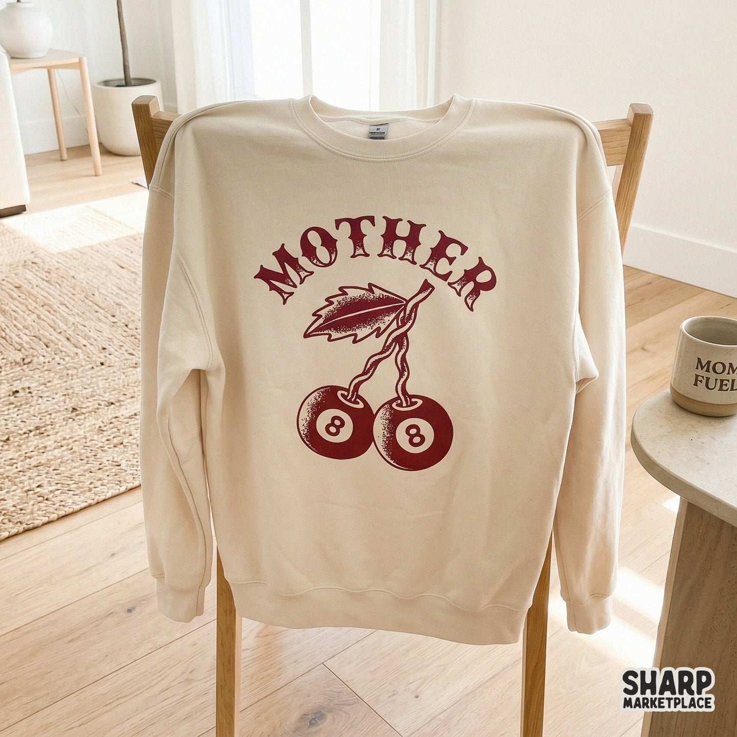 Vintage 8 ball cherry graphic retro tattoo biker mom art sublimation png design for trendy shirts