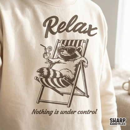 Funny retro summer trash panda shirt design with a funny raccoon on the beach for a girls trip cruise graphic tee