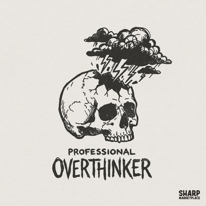 Professional Overthinker PNG Skull Design, Digital Download PNG - 300 DPI