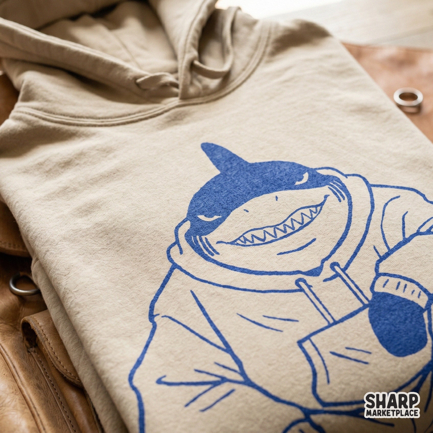 Streetwear shark character in a hoodie and sneakers trendy retro png for shirts