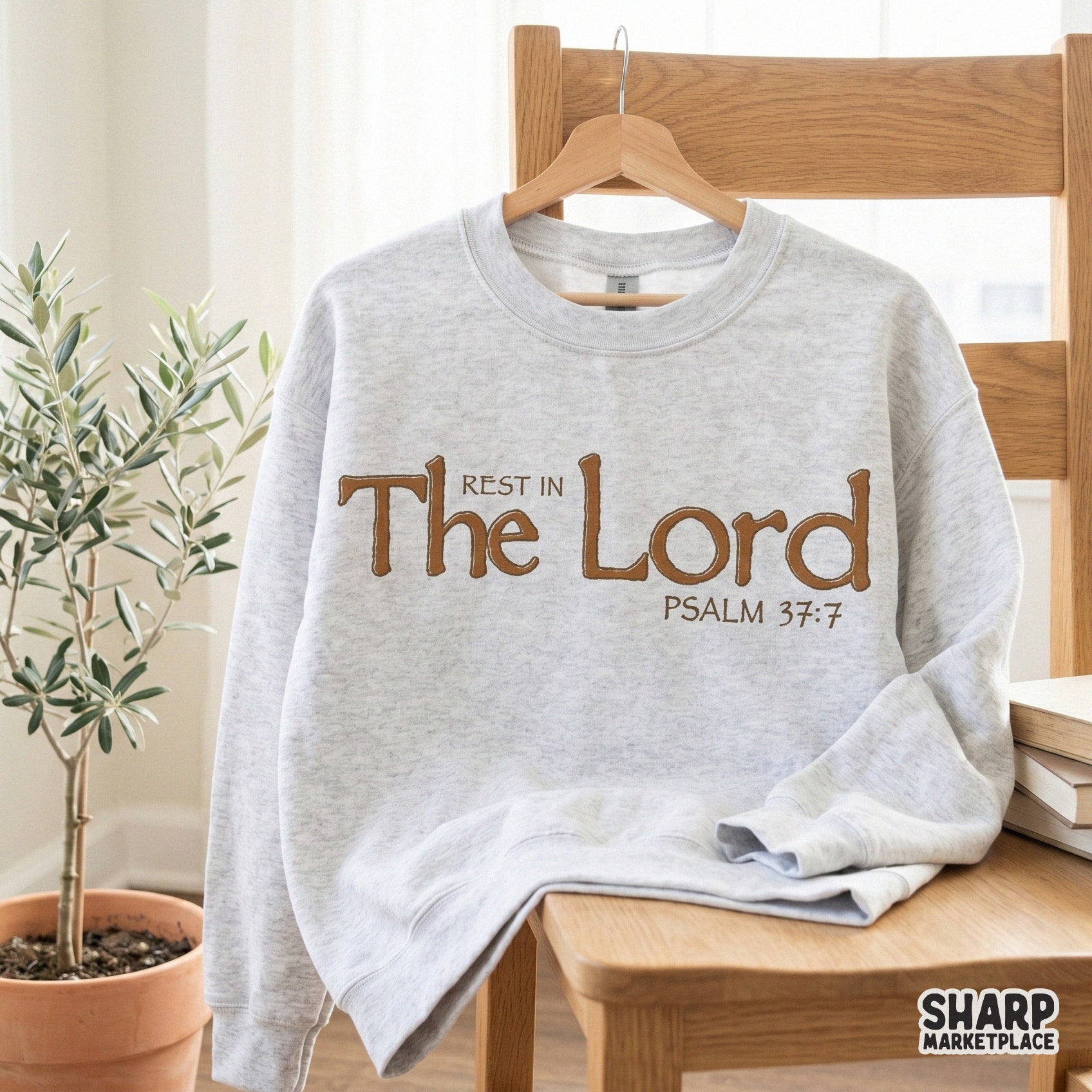 Rest In The Lord Psalm 37:7 retro Christian bible verse typography sublimation design for trendy t-shirts and faith apparel