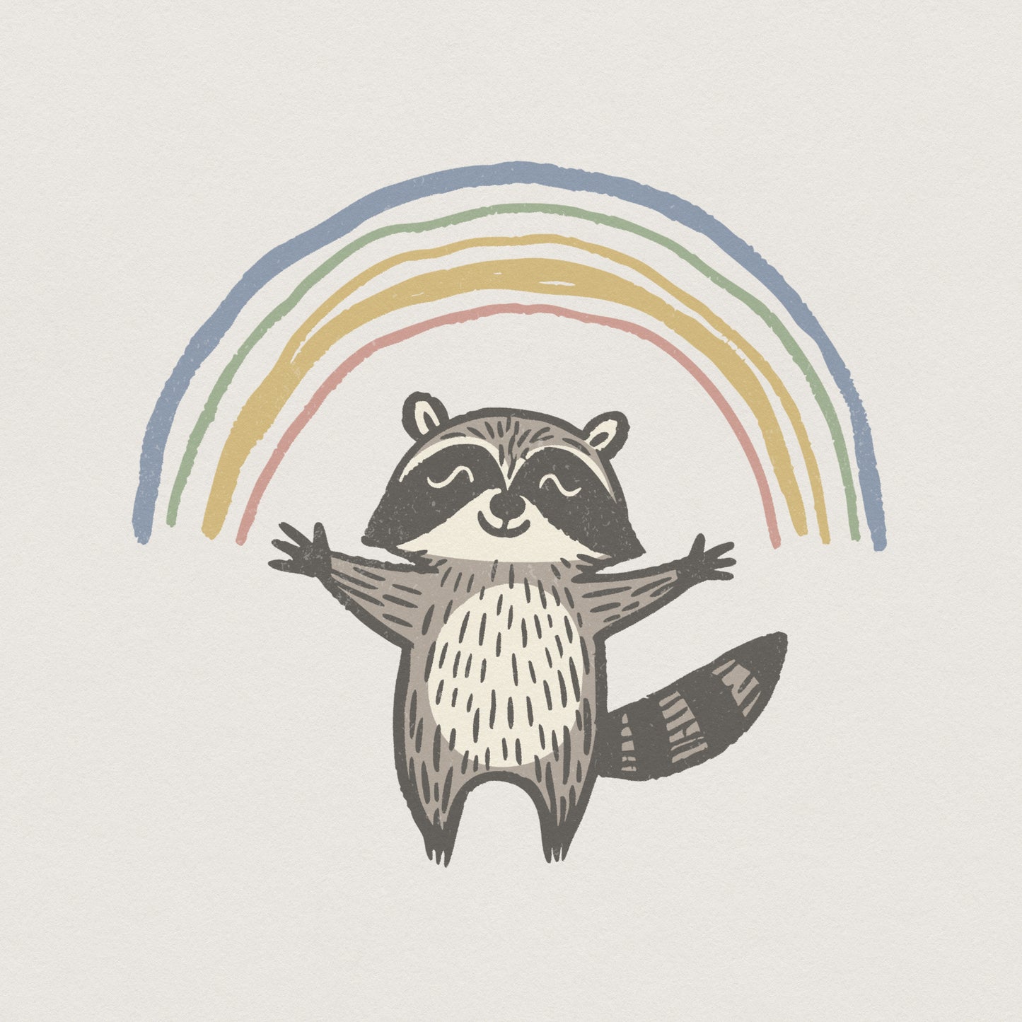 Raccoon PNG Under Rainbow, Cute Animal Clipart - 300 DPI Design for T-Shirt